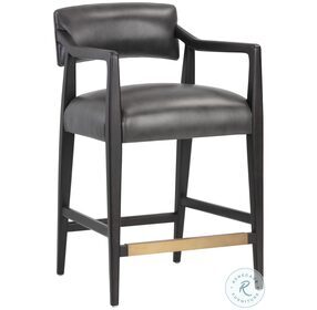 Keagan Brentwood Charcoal Leather Counter Height Stool