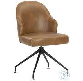 Bretta Tobacco Tan Faux Leather Swivel Dining Chair