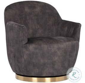 Casey Nono Shitake Fabric Swivel Lounge Chair