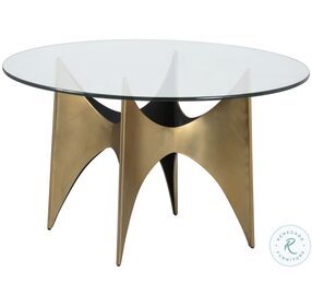 London Antique Gold Stainless Steel 59" Glass Dining Table