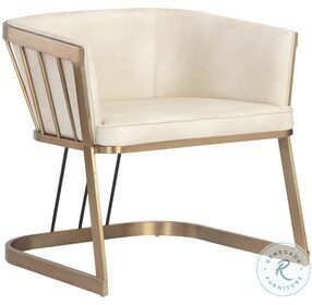 Caily Bravo Cream Faux Leather Lounge Chair