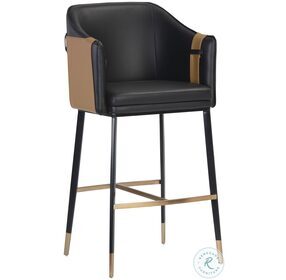 Carter Napa Black And Cognac Faux Leather Bar Stool