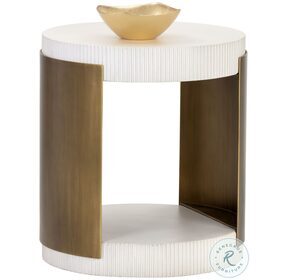 Cavette White And Brass End Table