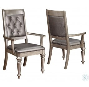 Danette Metallic Platinum Arm Chair Set of 2