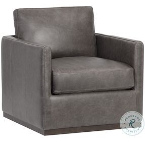 Portman Marseille Concrete Leather Swivel Lounge Chair