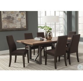 Spring Creek Natural Walnut and Espresso Extendable Dining Room Set
