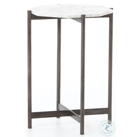 Adair Hammered Grey And White Marble Side Table