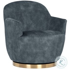 Casey Nono Petrol Fabric Swivel Lounge Chair