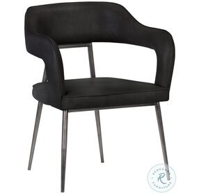 Kenny Bravo Black Faux Leather Dining Armchair
