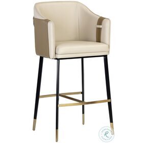 Carter Napa Beige And Tan Faux Leather Bar Stool