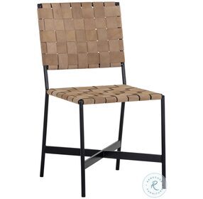 Omari Light Tan Leather Dining Chair Set of 2