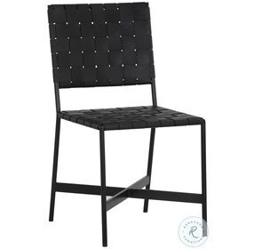 Omari Black Leather Dining Chair Set of 2
