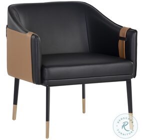Carter Napa Black And Cognac Faux Leather Lounge Chair