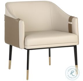 Carter Napa Beige And Tan Faux Leather Lounge Chair