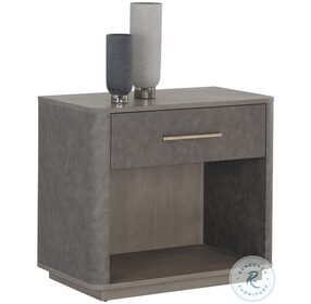 Altman Gray Faux Leather Nightstand