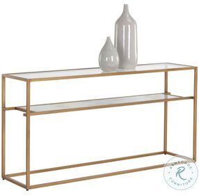 Mercury Clear And Antique Brass Console Table