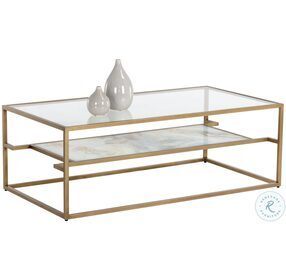 Mercury Clear And Antique Brass Coffee Table