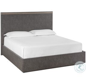 Altman Gray Faux Leather King Panel Bed