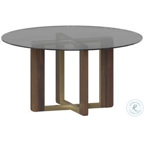 Rejane Gold And Raw Umber with Smoke Gray 59" Round Glass Dining Table