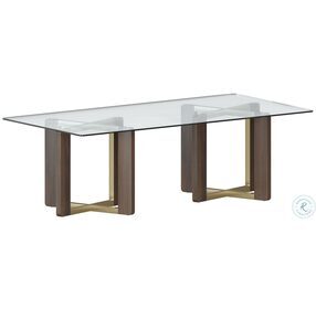 Rejane Gold And Raw Umber 96" Rectangular Glass Dining Table