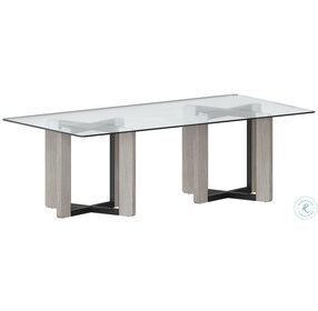 Rejane Black And Taupe 96" Rectangular Glass Dining Table