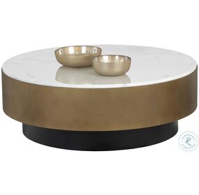 Zelda White And Antique Brass Coffee Table