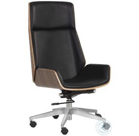 Rhett Dillon Black Faux Leather Adjustable Office Chair