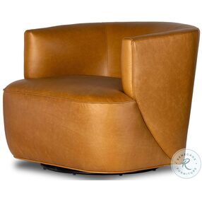 Mila Osorno Camel Leather Swivel Chair