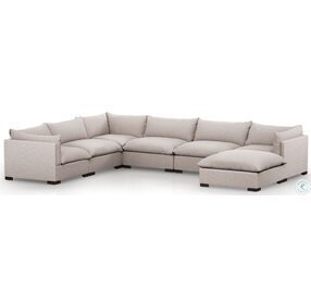 Westwood Bayside Pebble 6 Piece Sectional with Ottoman