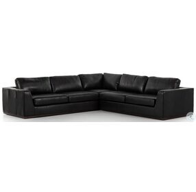 Colt Aged Sienna And Heirloom Black Leather 3 Piece Sectional