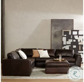 Colt Heirloom Cigar Leather 3 Piece Sectional with Ottoman