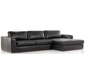 Colt Aged Sienna And Heirloom Black Leather 2 Piece RAF Sectional
