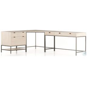 Trey Dove Poplar Desk With Filing Cabinet