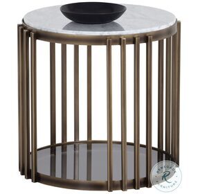 Naxos White And Rustic Bronze End Table