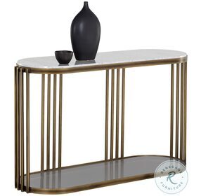 Naxos White And Rustic Bronze Console Table