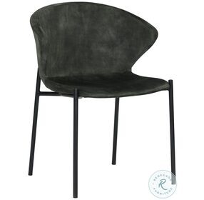 Eric Nono Dark Green Fabric Dining Chair Set of 2