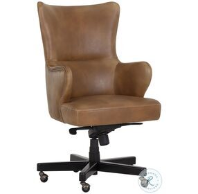 Hubert Tobacco Tan Faux Leather Adjustable Office Chair