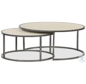 Shagreen Ivory And Brushed Gunmetal Nesting Coffee Table