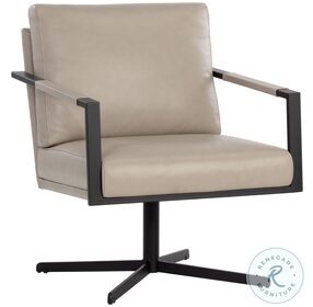 Randy Alpine Beige Leather Swivel Lounge Chair
