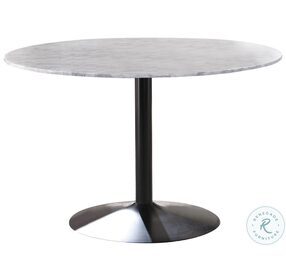 Bartole White and Black Round Dining Table