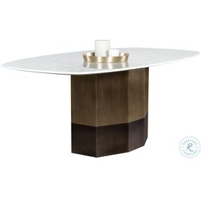 Ainsley White And Antique Brass Bronze 78" Dining Table
