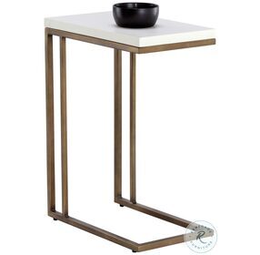 Sawyer White And Antique Brass End Table
