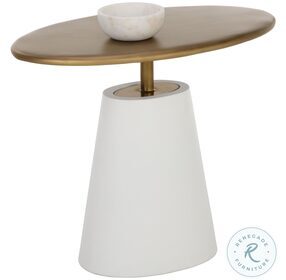Kadin White And Brass End Table