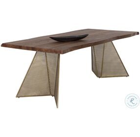 Mickey Smoke Brown And Antique Brass Dining Table
