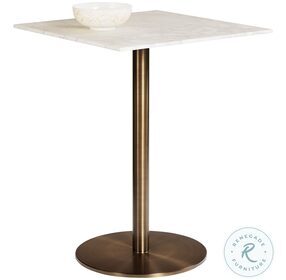 Enco White Marble And Antique Bronze Square Bar Table