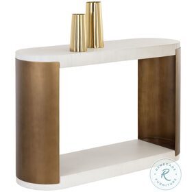 Cavette White And Antique Brass Console Table