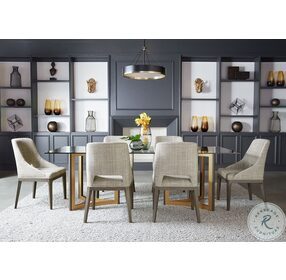Mendoza Gold And Gray 96" Rectangular Glass Dining Room Set