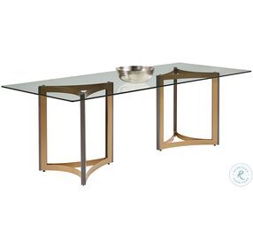 Mendoza Gold And Gray 96" Rectangular Glass Dining Table