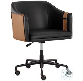 Carter Napa Black And Cognac Adjustable Office Chair