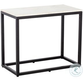 Ellery White Marble And Matte Black End Table